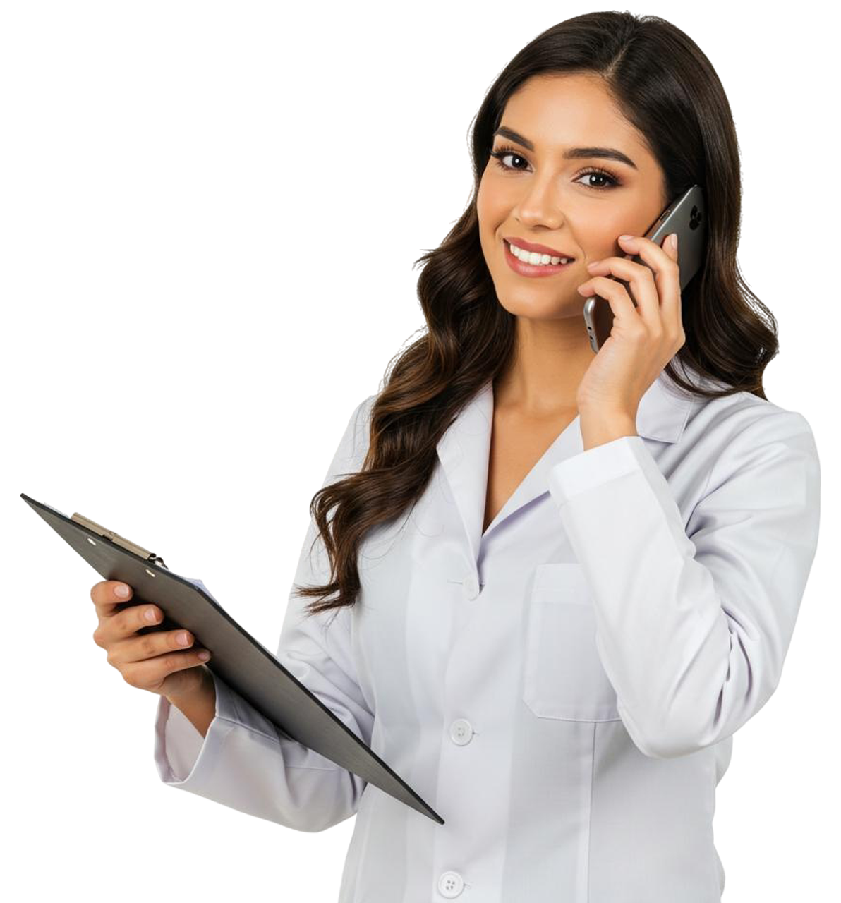 girl taking with client